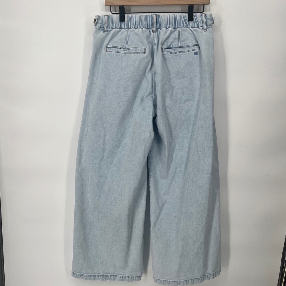 American Eagle Wide Leg Jeans Women Size 8 Light Blue Strigid High Rise Denim - Picture 13 of 15